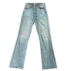 MOTHER Ankle Tripper Fray Button Fly Island Time Lightest Blue Size 25 Preloved